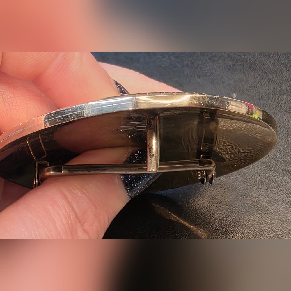 Pheasant/Bird Turquoise Coral Wood Mixed Stone Inlaid Mark HSS Etched BeltBuckle - Picture 11 of 14